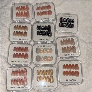 Nail Art Set - Black, Gold, Pink, Brown